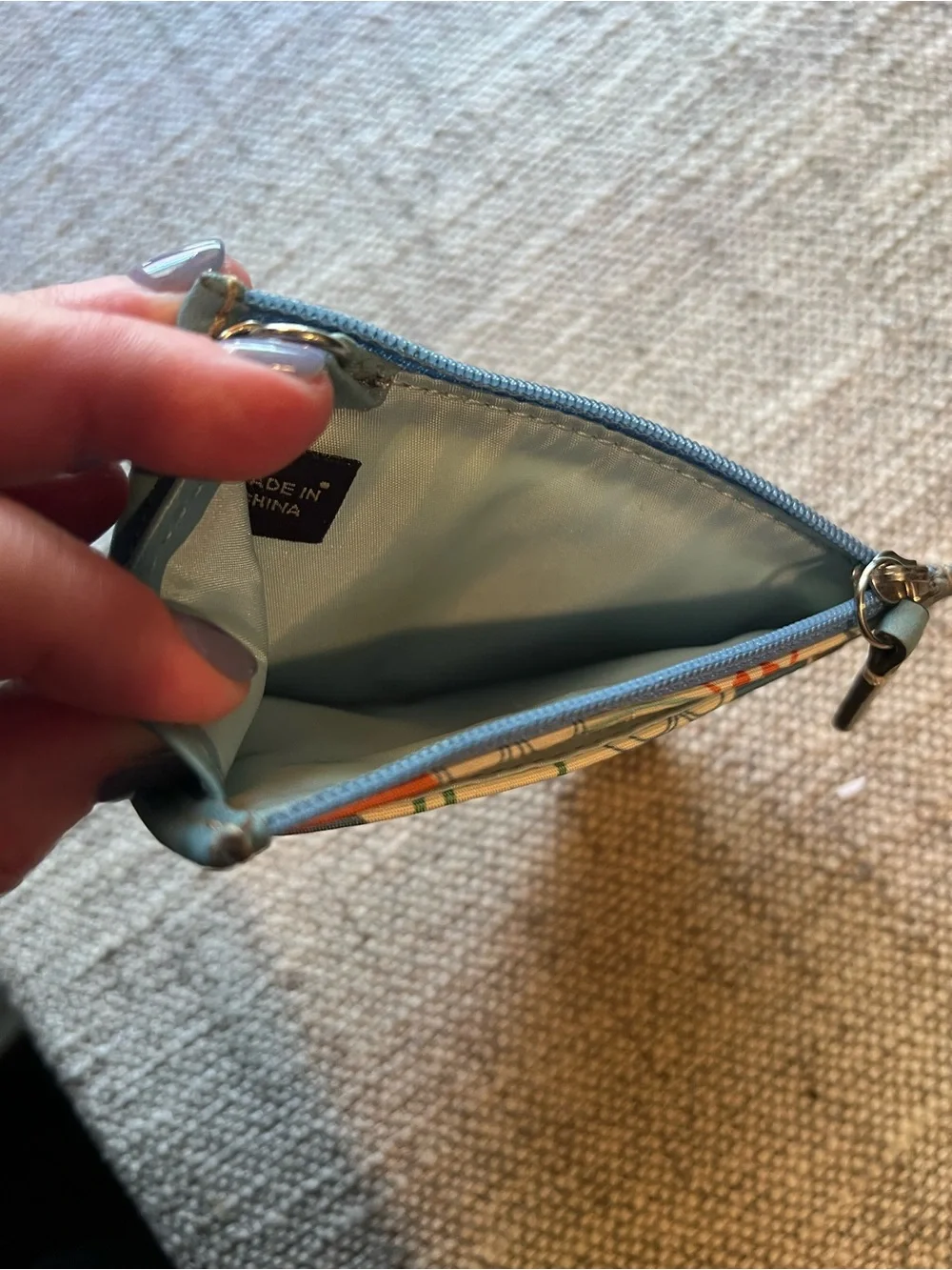 Coach Multicolor Logo Zip credit card Blue Leather key chain